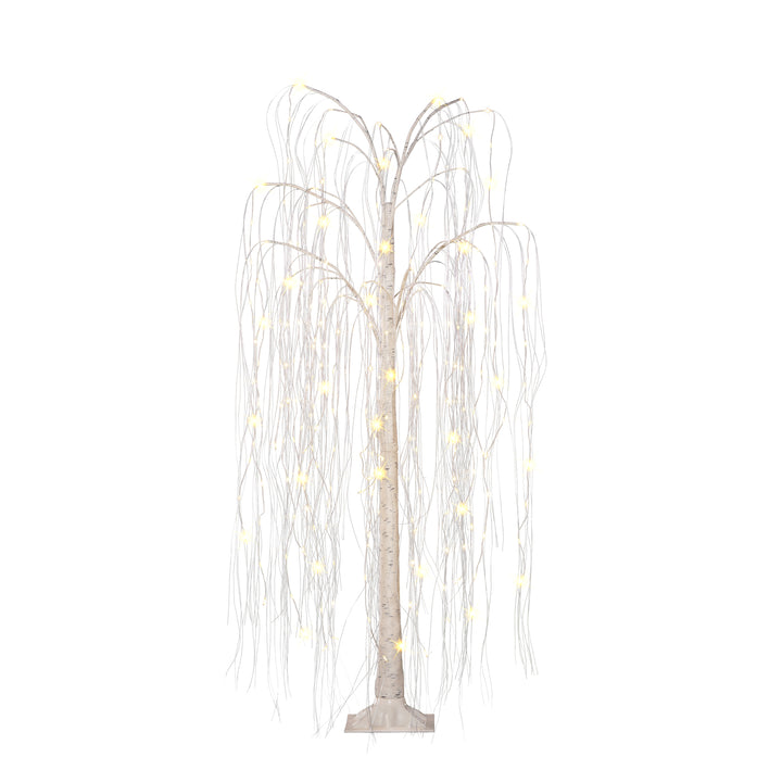 5 ft Pre-Lit Outdoor Willow Tree With 240 Warm White Multi-Function Dual LED Lights Outdoor UL Adapter Stand Included DE2670LA