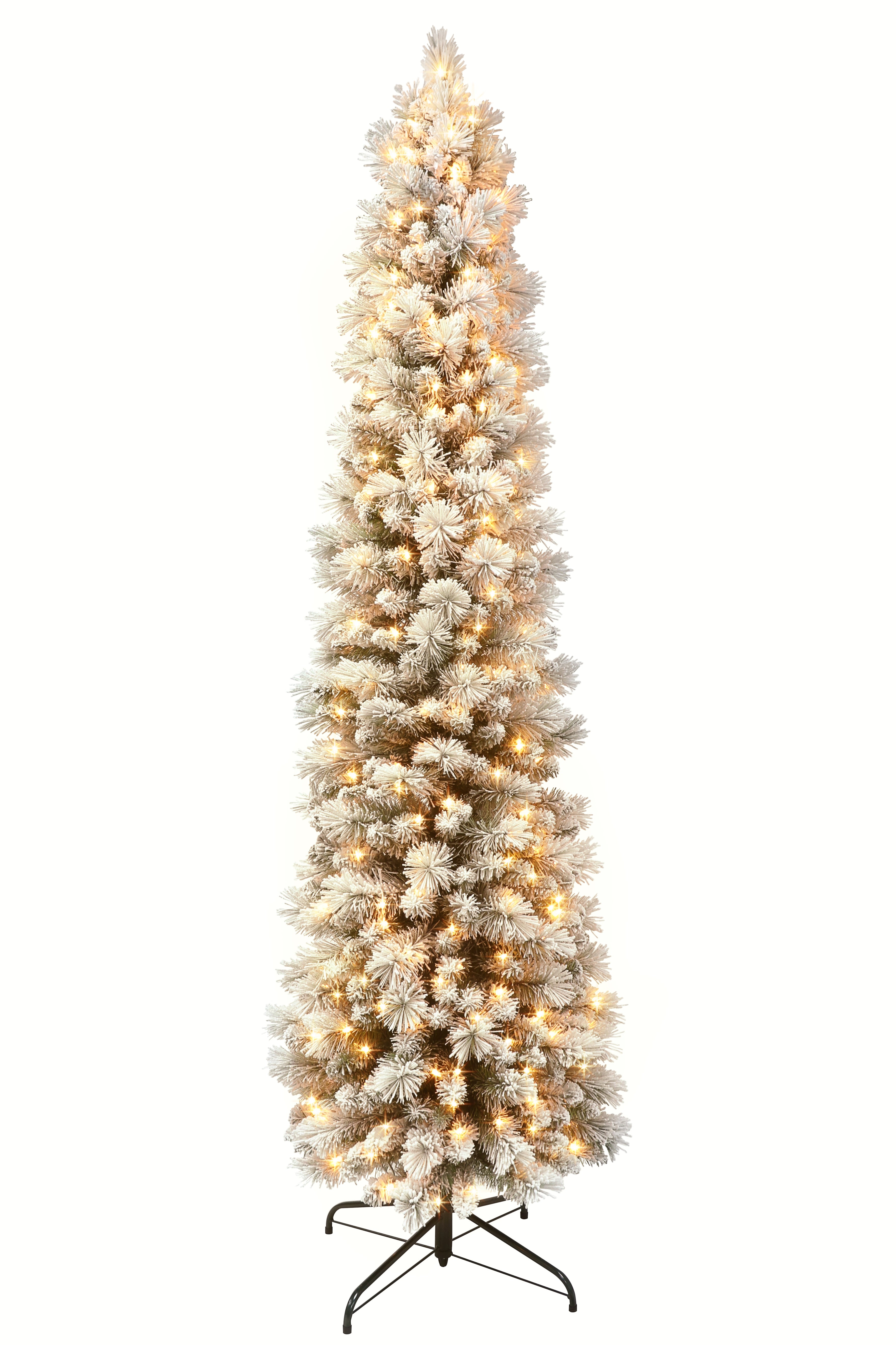 6.5 ft Pre-Lit Flocked Pine Pencil Artificial Tree TFP8305A-65LW3