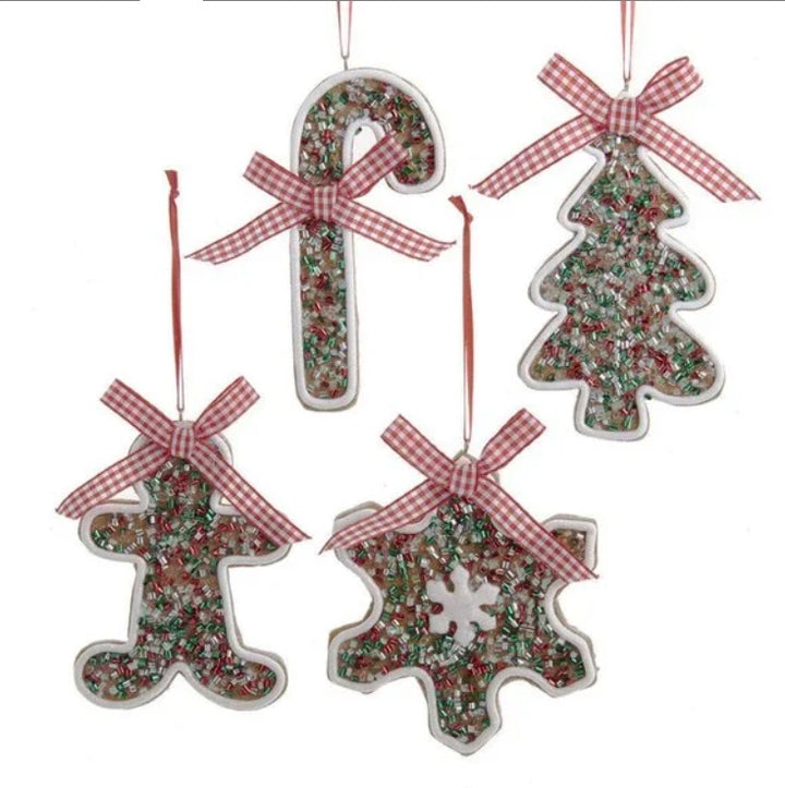 5" Gingerbread Christmas Shape with Sprinkles Ornament, 4 Assorted