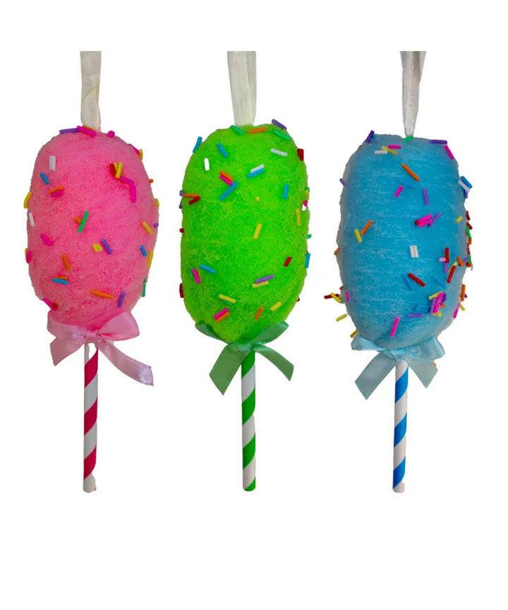 6.3" Cotton Candy Ornament, 3 Assorted