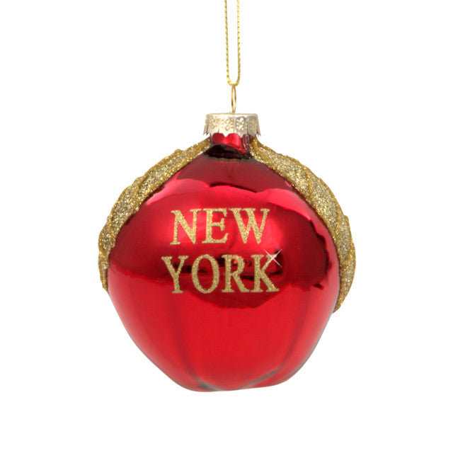 New York City Glass Apple Ornament