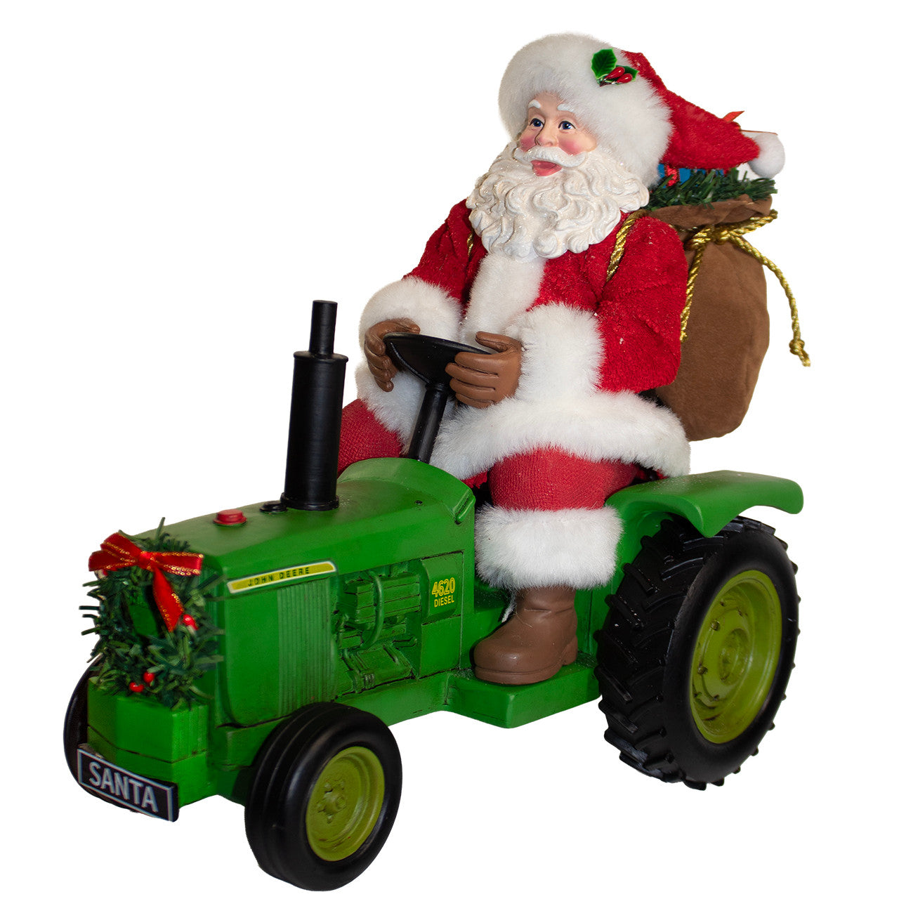 Kurt Adler John Deere Santa On Tractor Table Piece #JR5225