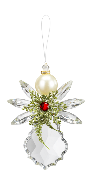 4.5" Kissing Krystals Pearl Angel Ornament