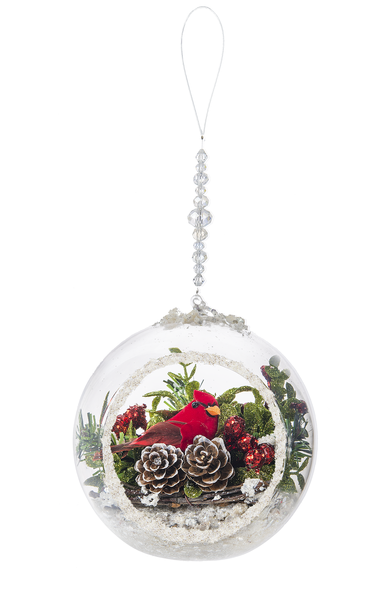 5" Kissing Krystals Cardinal Terrarium Ornament # KK470