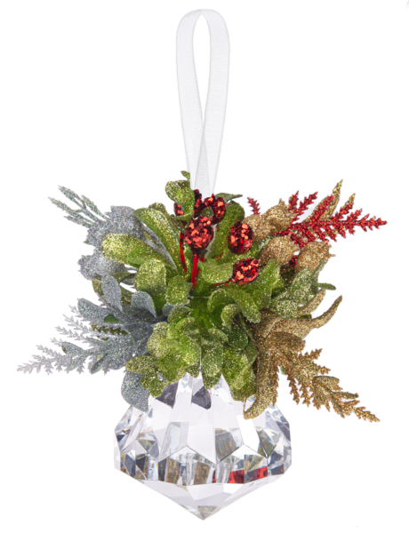 5" Kissing Krystals Mini Mistletoe Jewel Ornament