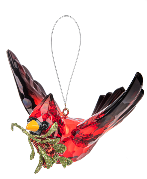 5" Kissing Krystals Cardinal in Flight Ornament