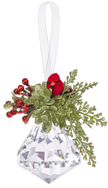 5" Kissing Krystals Cardinal Mistletoe Jewel Ornament