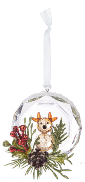 3.25 Kissing Krystals Snowglobe Reindeer Ornament