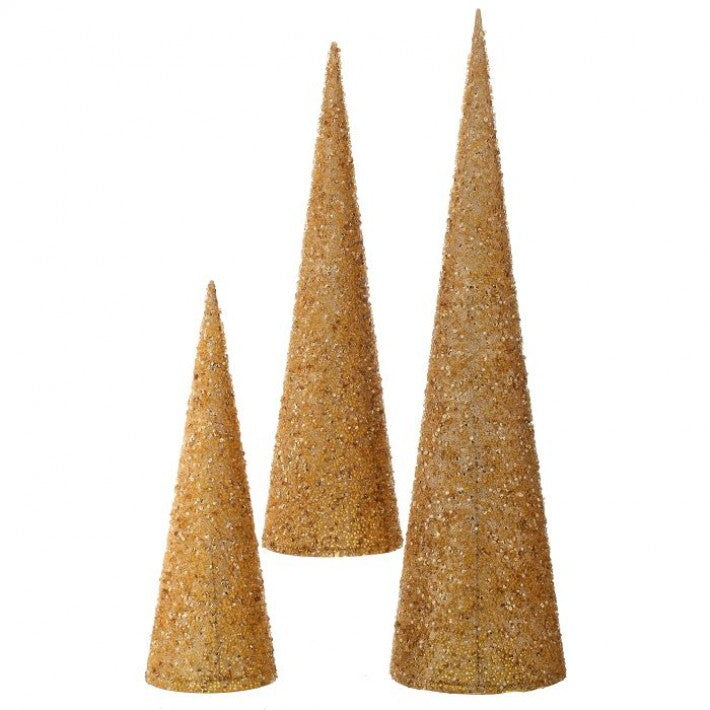 18-30" Gold Sequin Beaded Cone Tree, 3 Assorted # MTX64919_CHAG