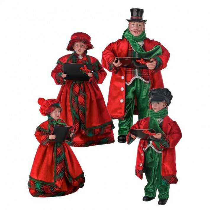 13-16" Fabric Traditional Carolers Set of 4 # MTX66775_RDGR