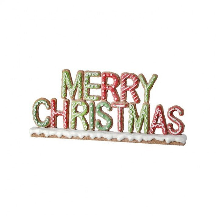 11.2" Gingerbread Merry Christmas Sign # MTX68378_RDGW