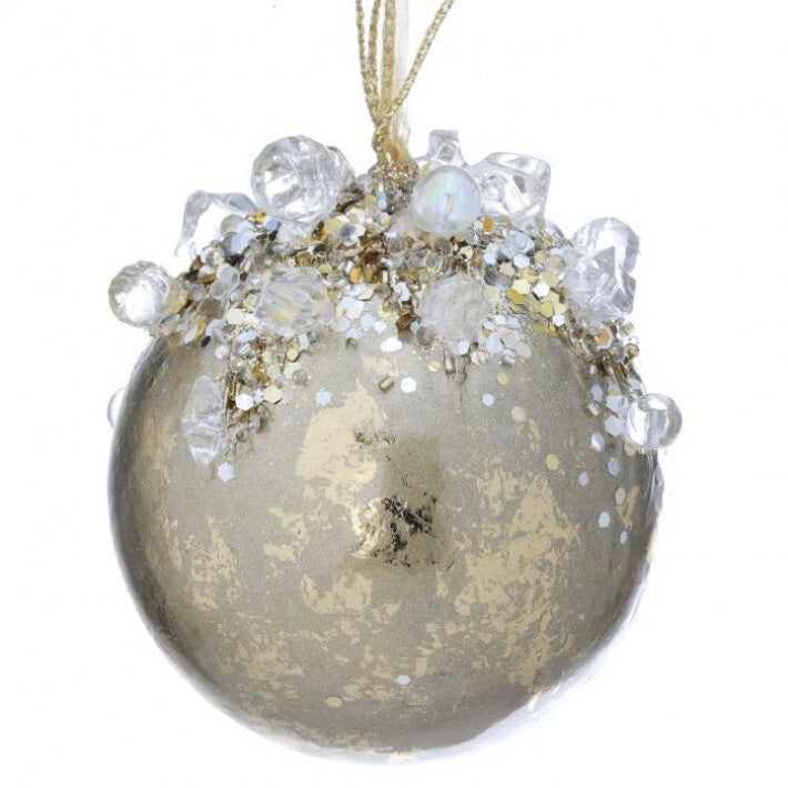 4" Gold Heavy Jeweled Ball Ornament # MTX69937_GOLD