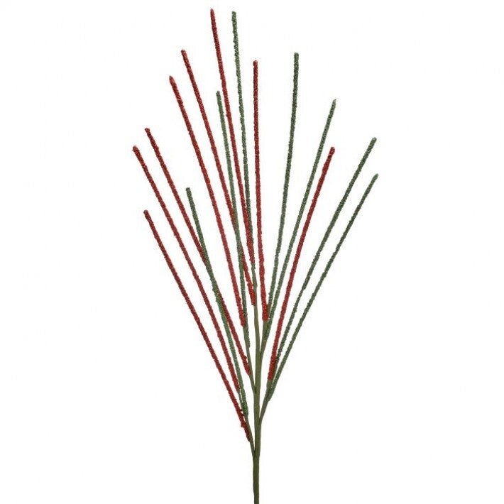 33" Red & Green Glitter Stick Spray Pick # MTX70406_GRRD