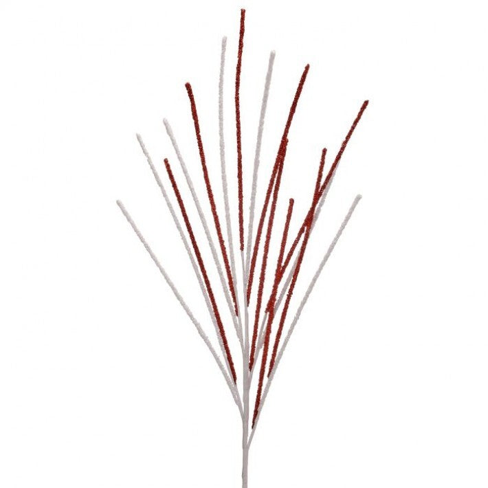 33" Red & White Glitter Stick Spray Pick # MTX70406_WHRD