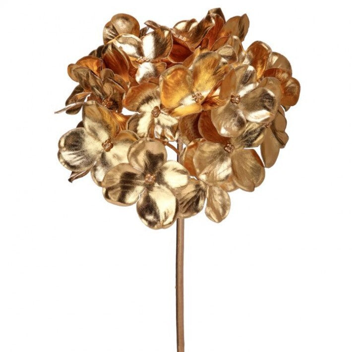 14" Gold Metallic Hydrangea Pick # MTX71167_GOLD