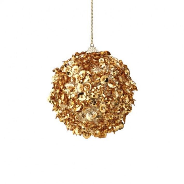 4" Gold Glamour Sequin Ball Ornament # MTX72147_GOLD