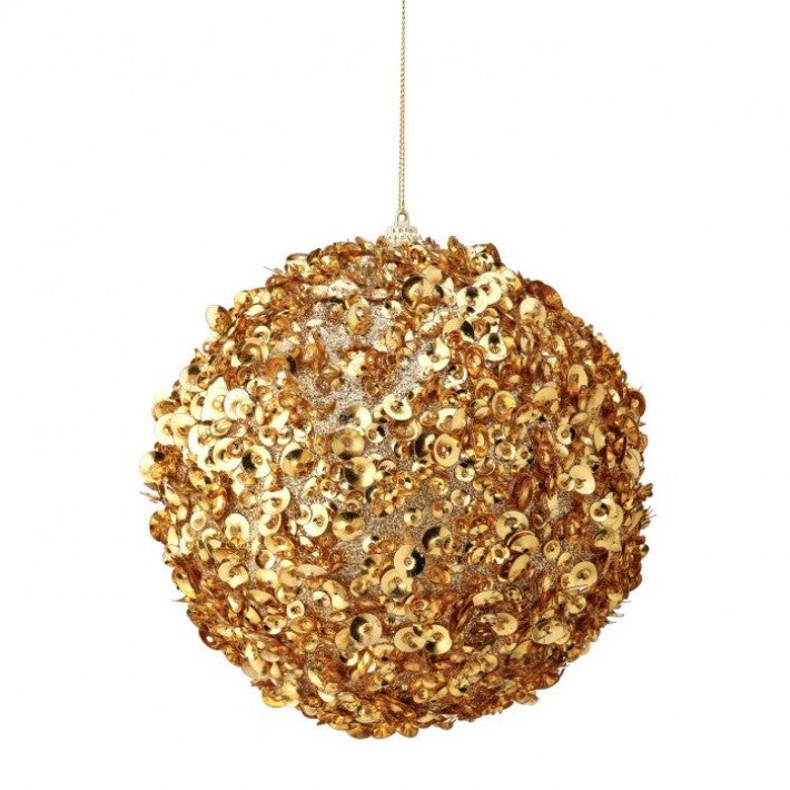 6" Gold Glamour Sequin Ball Ornament # MTX72149_GOLD