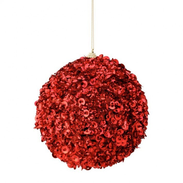 6" Red Glamour Sequin Ball Ornament # MTX72149_RED