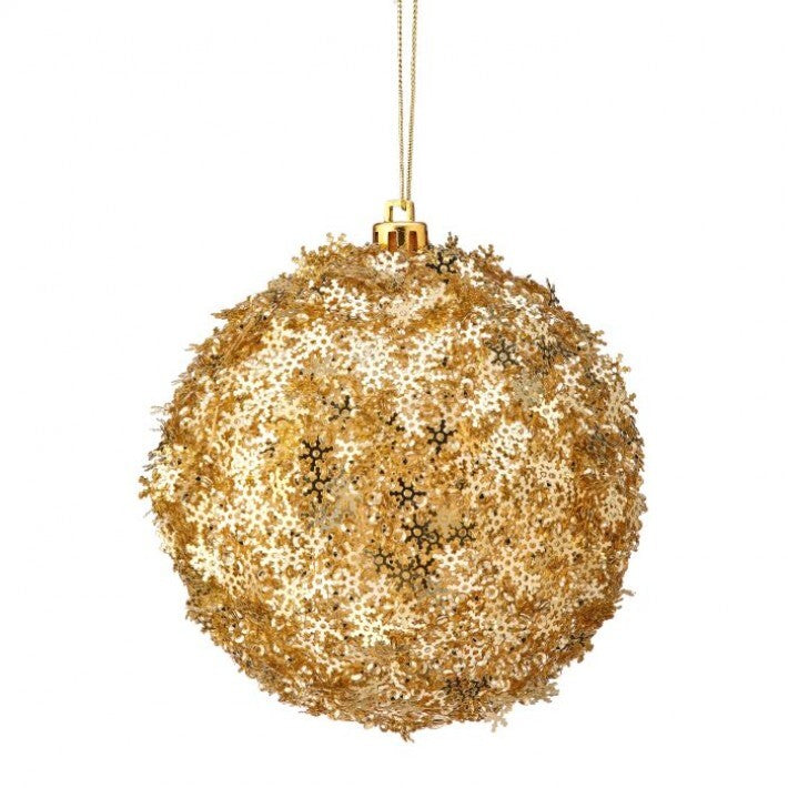 4" Gold Metallic Snowflake Ball Ornament # MTX72220_GOLD