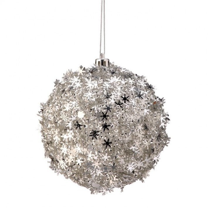 4" Silver Metallic Snowflake Ball Ornament # MTX72220_SILV