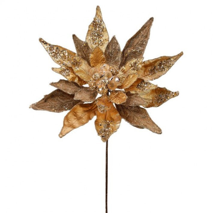 24" Champagne Glitter Jewel Poinsettia Stem # MTX72644_CHAG