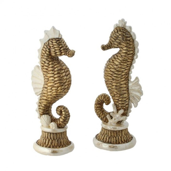 10.5" Cream & Champagne Seahorse, 2 Assorted # MTX73203_CRCH