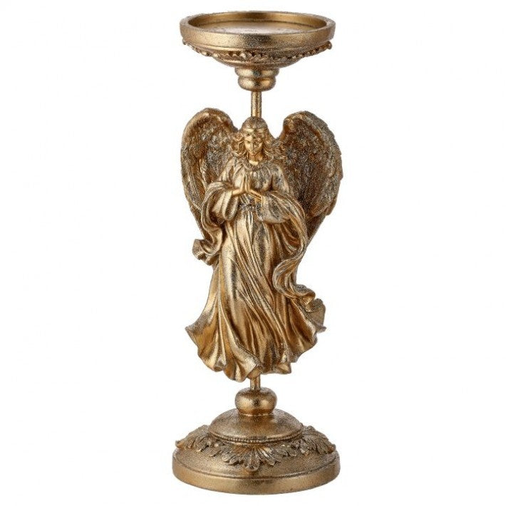 15" Gilded Gold Angel Candle Holder # MTX73359_GOLD