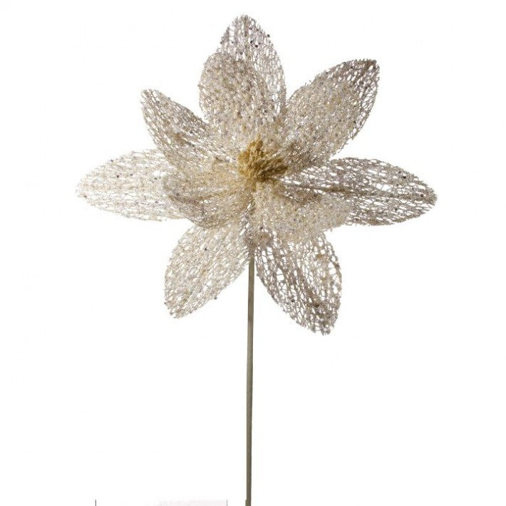 22" Ivory Glitter Net Poinsettia Stem # MTX73375_IVOR