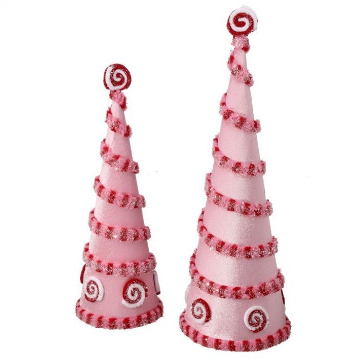 18-24" Pink Candy Snow Glitter Cone Tree, 2 Assorted # MTX73417_RDPI