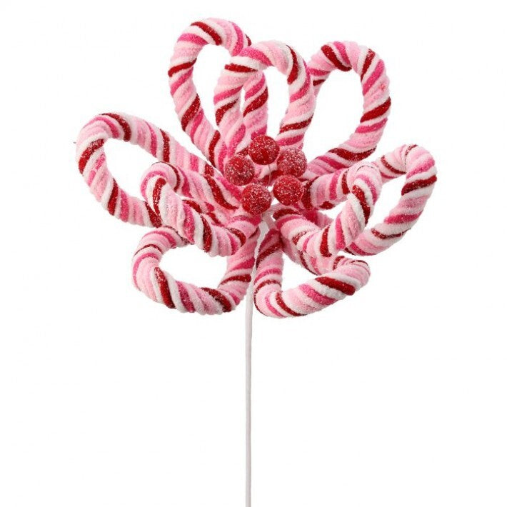 24" Red & Pink Chenille Candy Blossom Spray Pick # MTX73453_RDPI