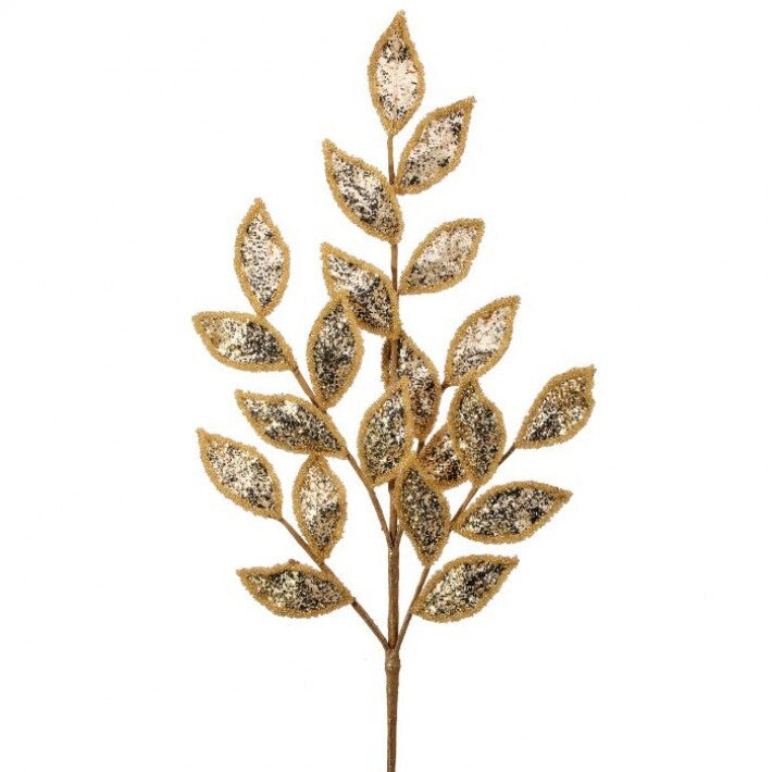 29" Gold Metallic Glitter Laurel Leaf Spray Pick # MTX73477_CHAM