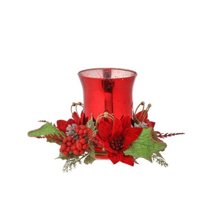 12" Red Retro Candle Holder Centerpiece with Hurricane # MTX73767_RDGG