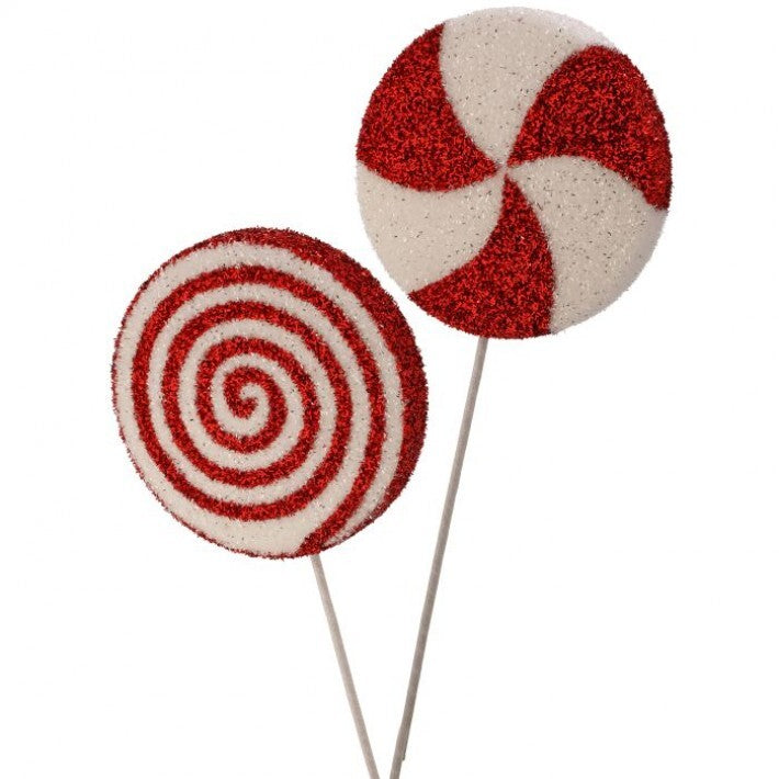 26" Peppermint Candy Glitter Lollipop on Stick, 2 Assorted # MTX73807_RDWH