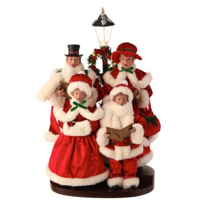 24" LED Caroling Family with Lamp Post, B/O and Timer # MTX74187_RDGR