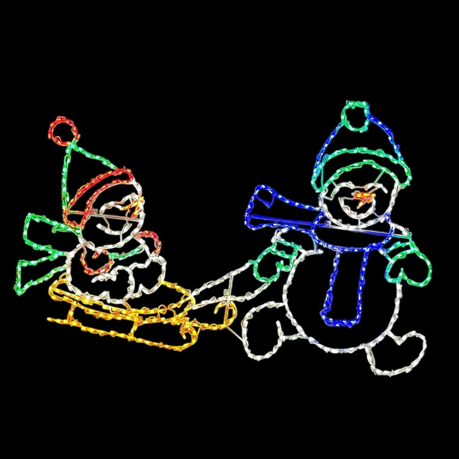 Brite Ideas 64" Snowmen Siblings Pulling Sled LED Display SIB60