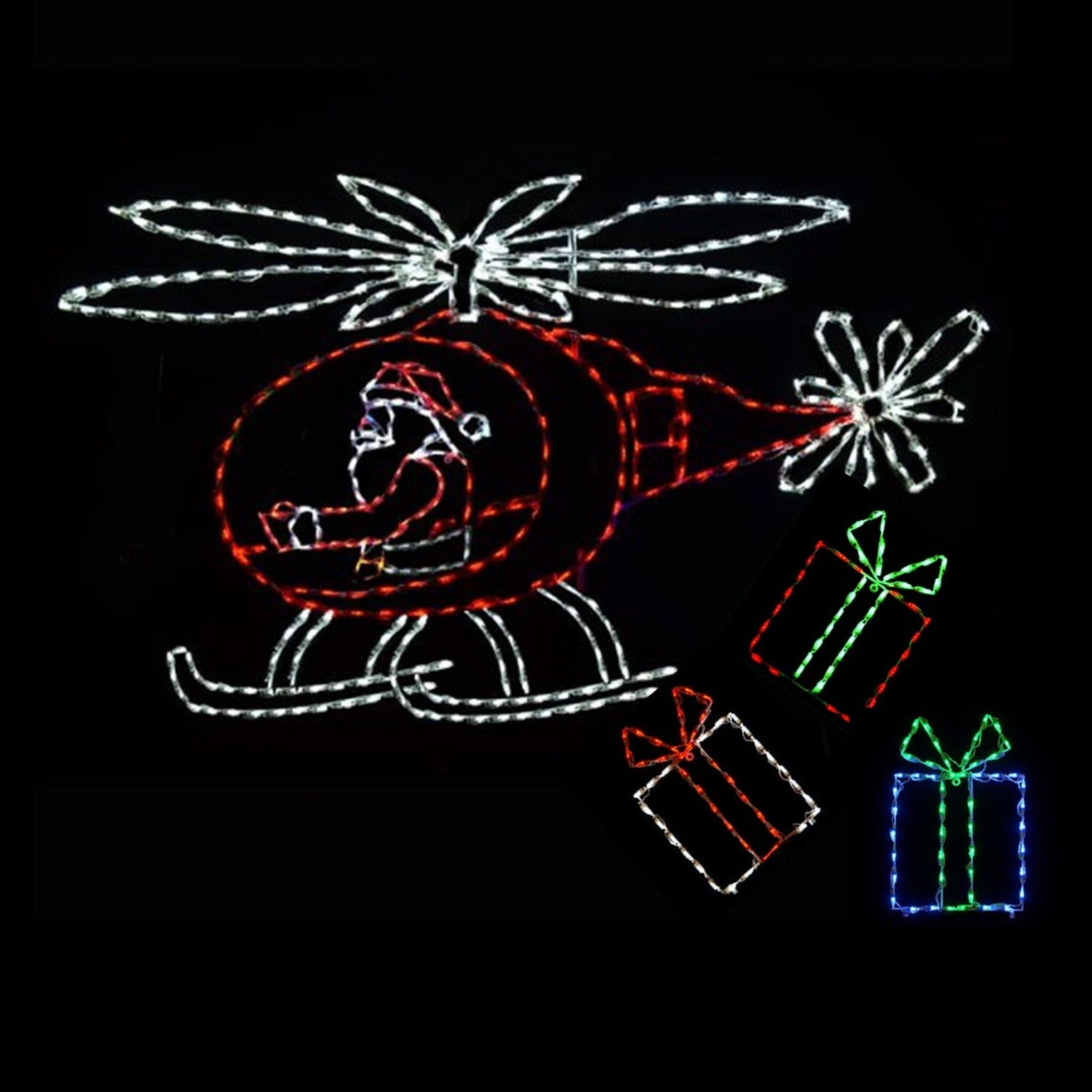Brite Ideas 59" Santa Flying Helicopter Animated LED Display SHCPTR