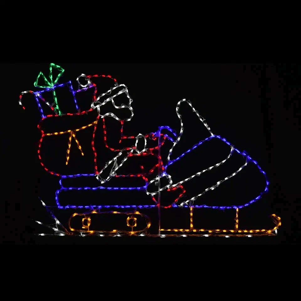 Brite Ideas 53" Santa Riding Snowmobile Animated LED Display SNTSMB
