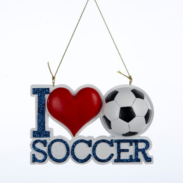 3.75" "I Love Soccer" Ornament - Free Personalization #A1058