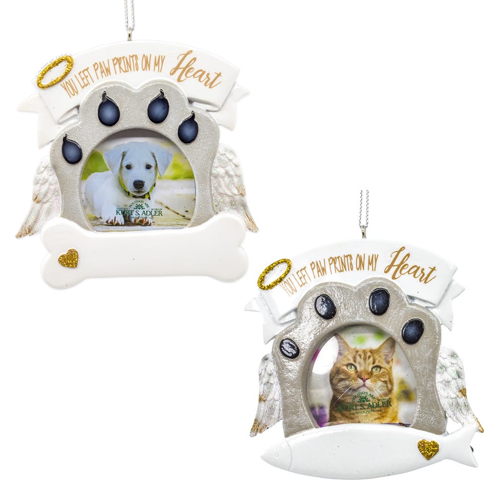 3.5" Dog/Cat Paw Print Ornament Frame - Free Personalization, 2 Assorted #A2071