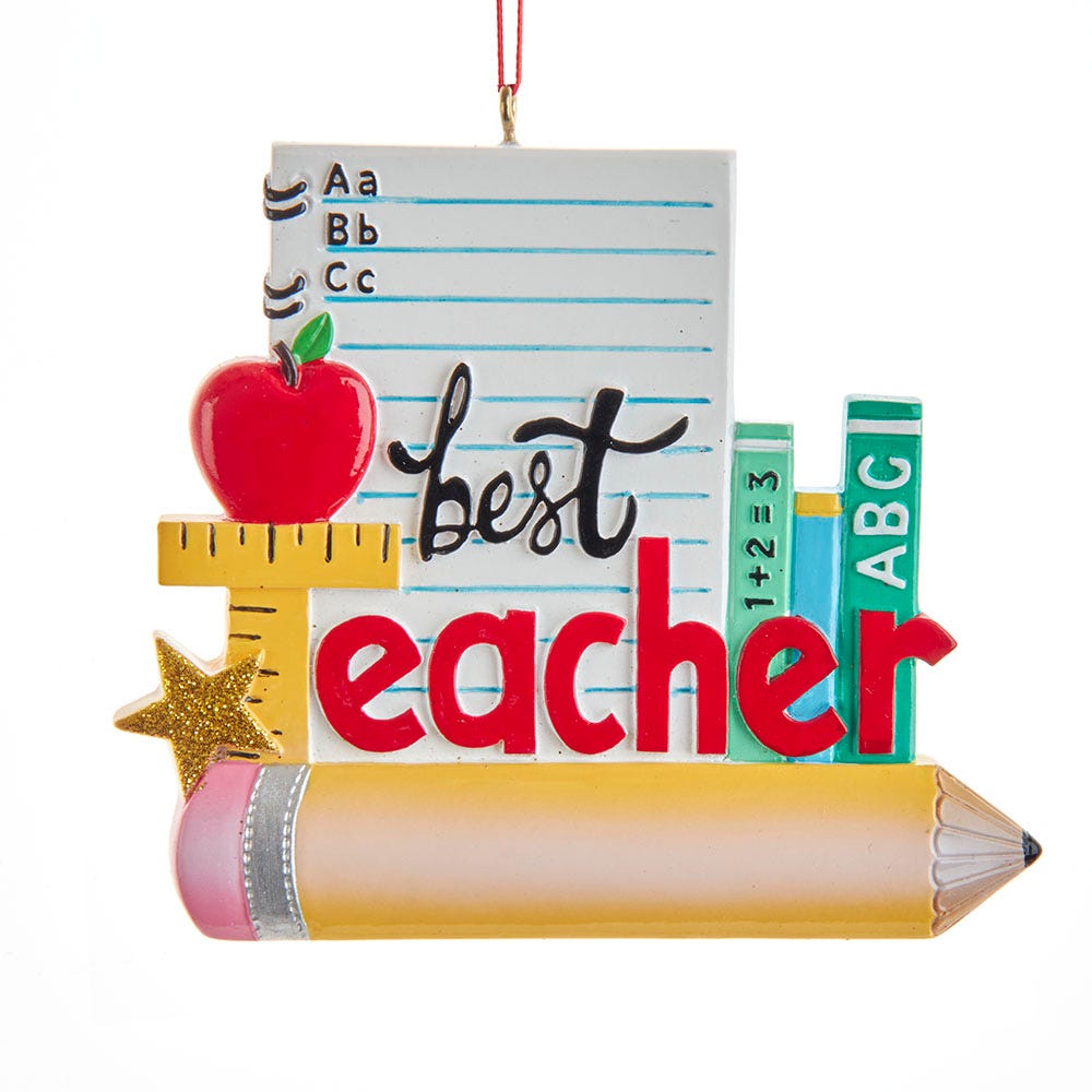 3.375" "Best Teacher" Ornament - Free Personalization #A2170