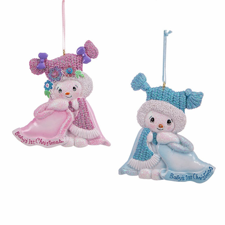 4.125" Baby's 1st Sbiw Kid with Blanket Ornament, 2 Assorted #A2204