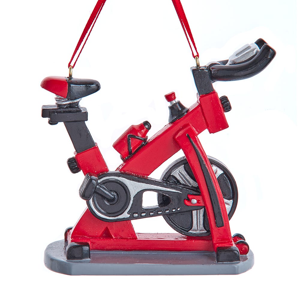 3.5" Silver/Red Exercise Bike Ornament #A2232