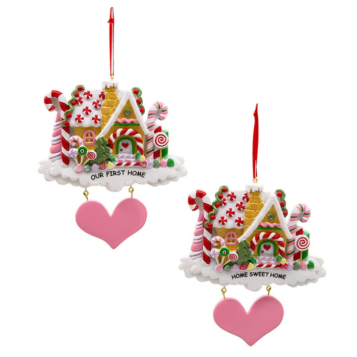 4.5" Gingerbread House First & Sweet Home Ornaments, 2 Assorted #A2274