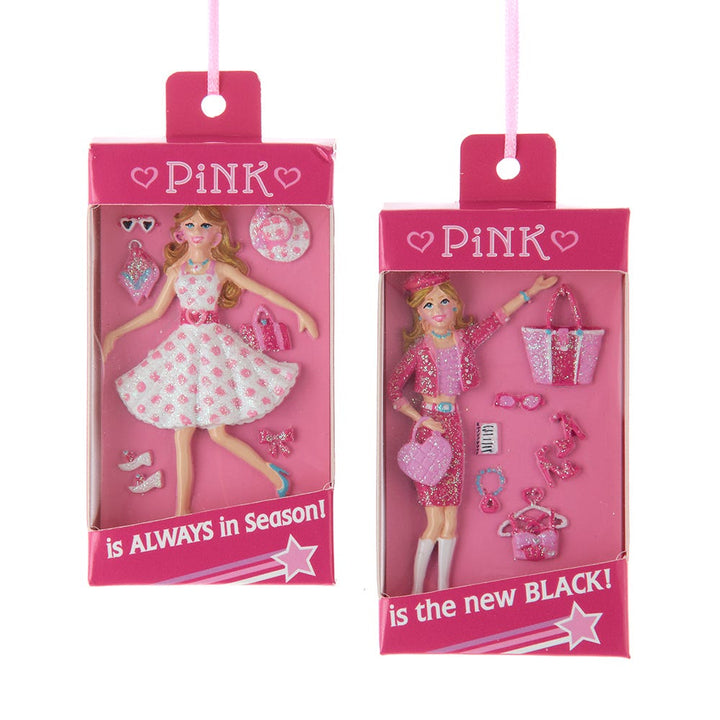 3.5" Boxed Girl Pink Ornament, 2 Assorted A2340