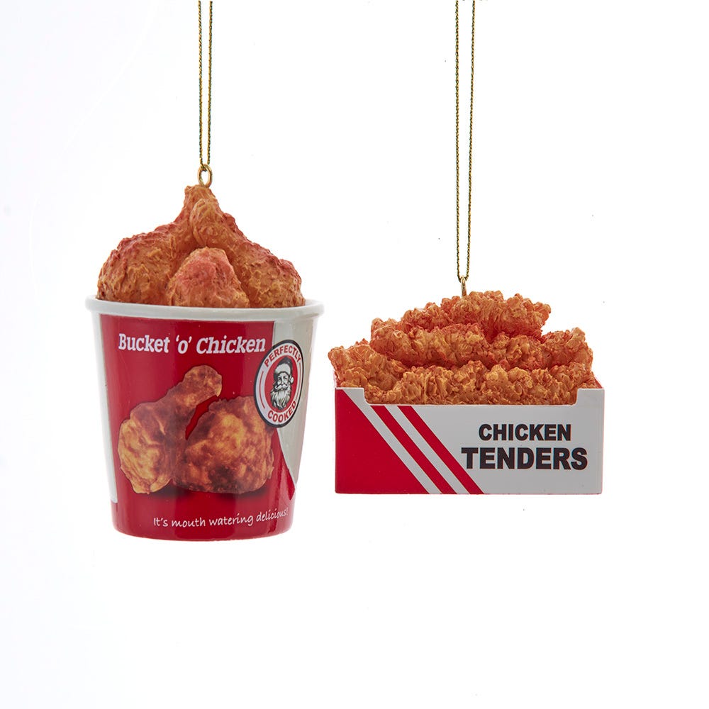 1.75-3" Fried Chicken Ornament, 2 Assorted A2375