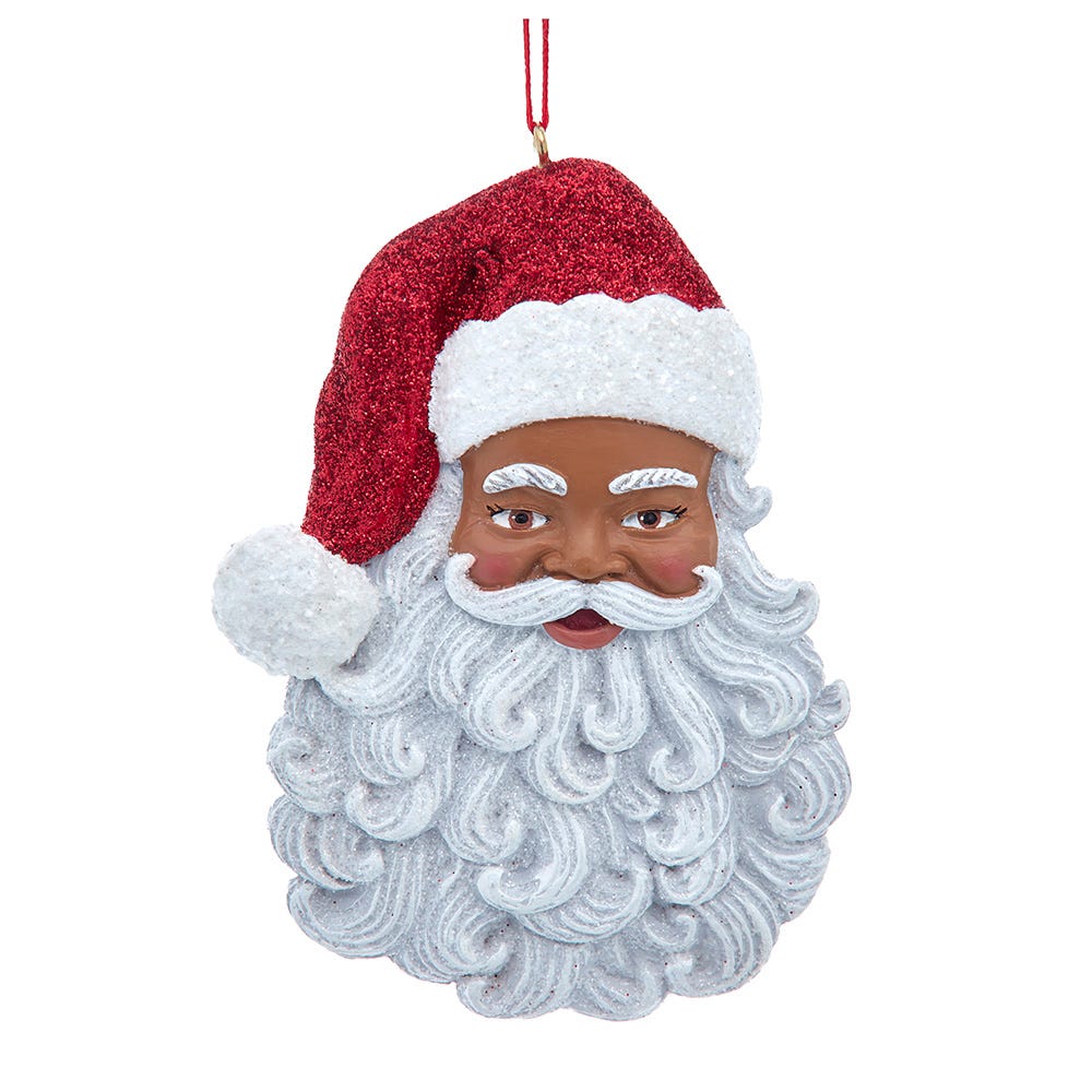 4" Black Santa Head Ornament A2397