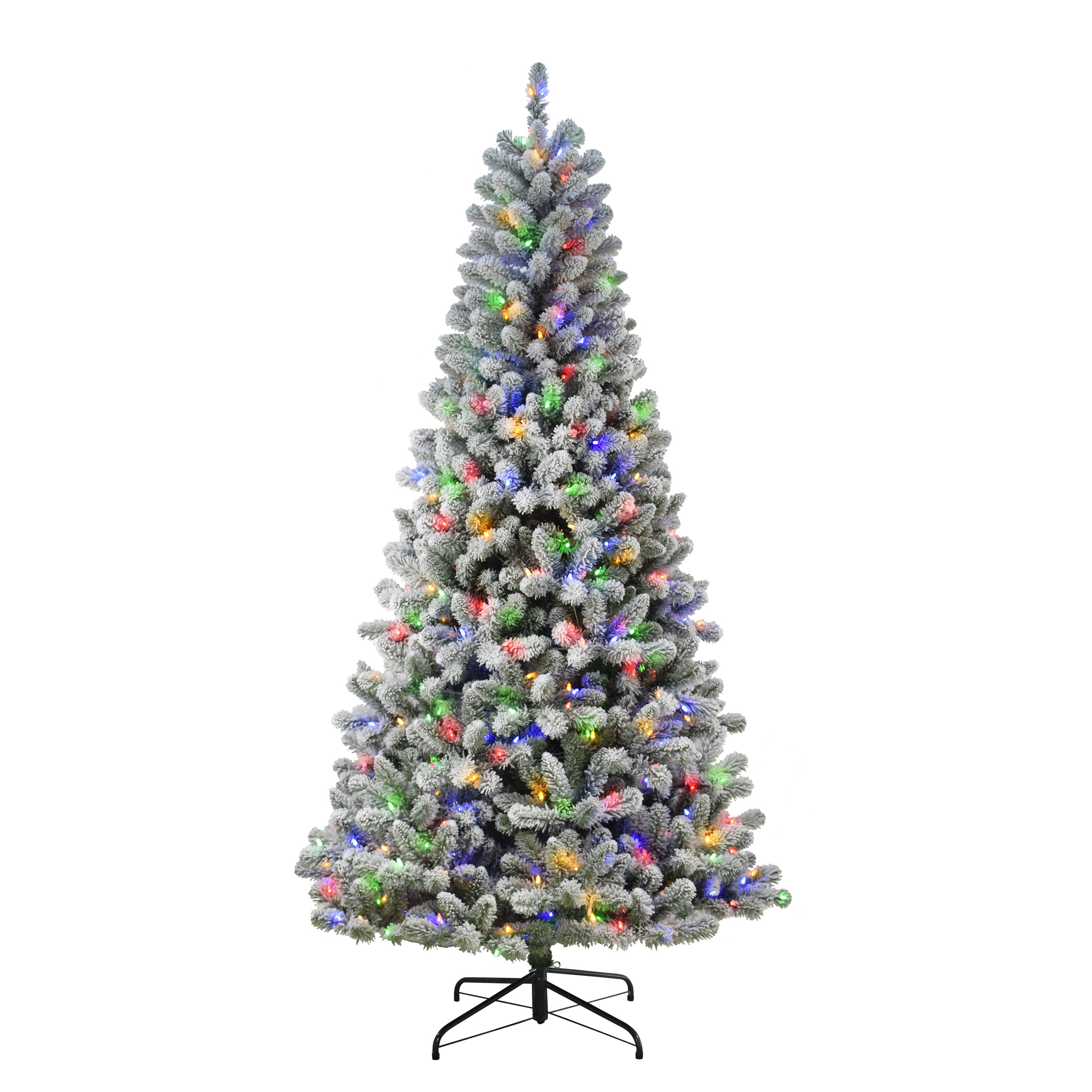 7.5 ft Pre-Lit Flocked Virginia Pine Artificial Christmas Tree with 400 Color-Select LED Lights Green 0998A-TF75LD4
