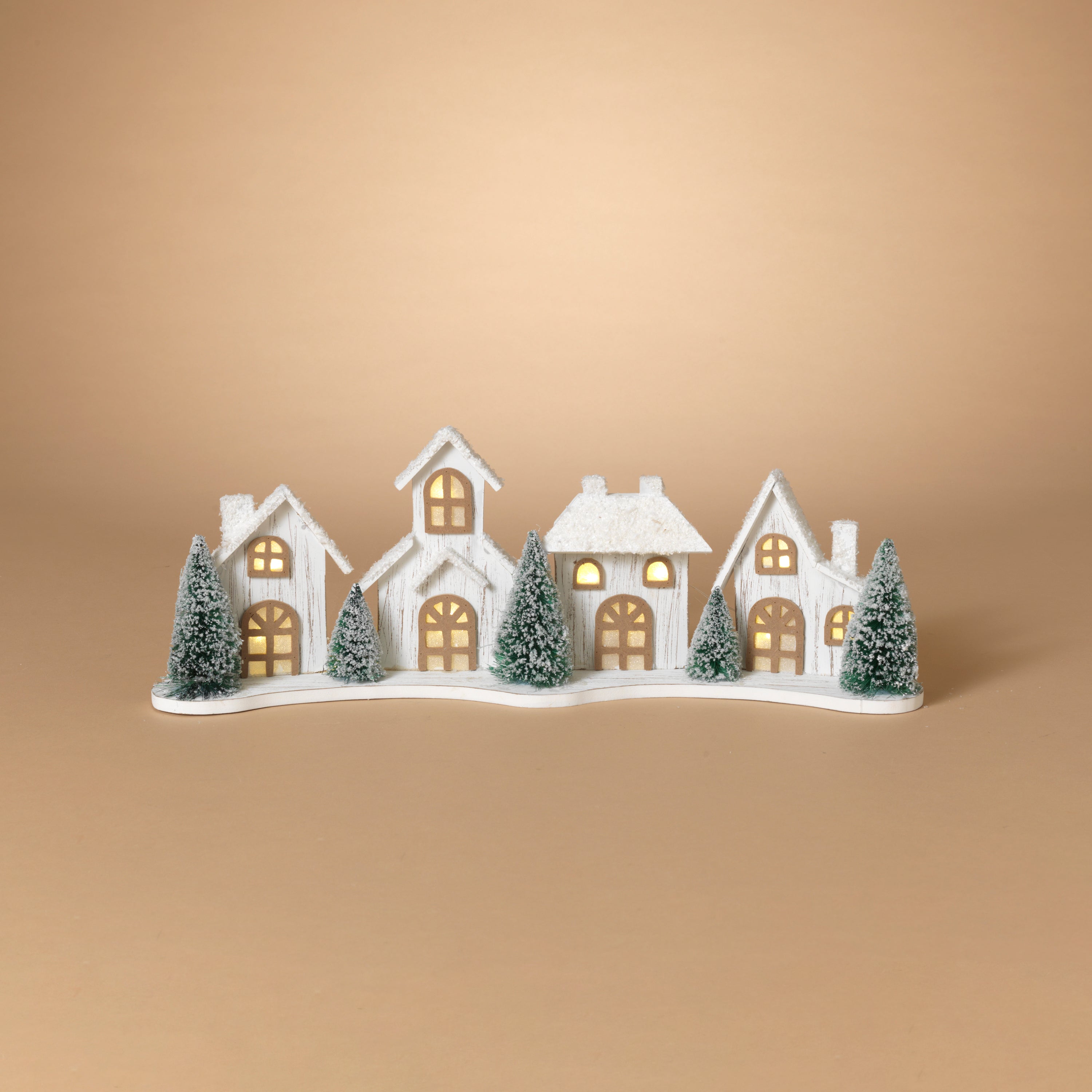 Woodland 21.2 in L Battery Operated Lighted Wood Holiday House Tabletop Decor 2693350EC