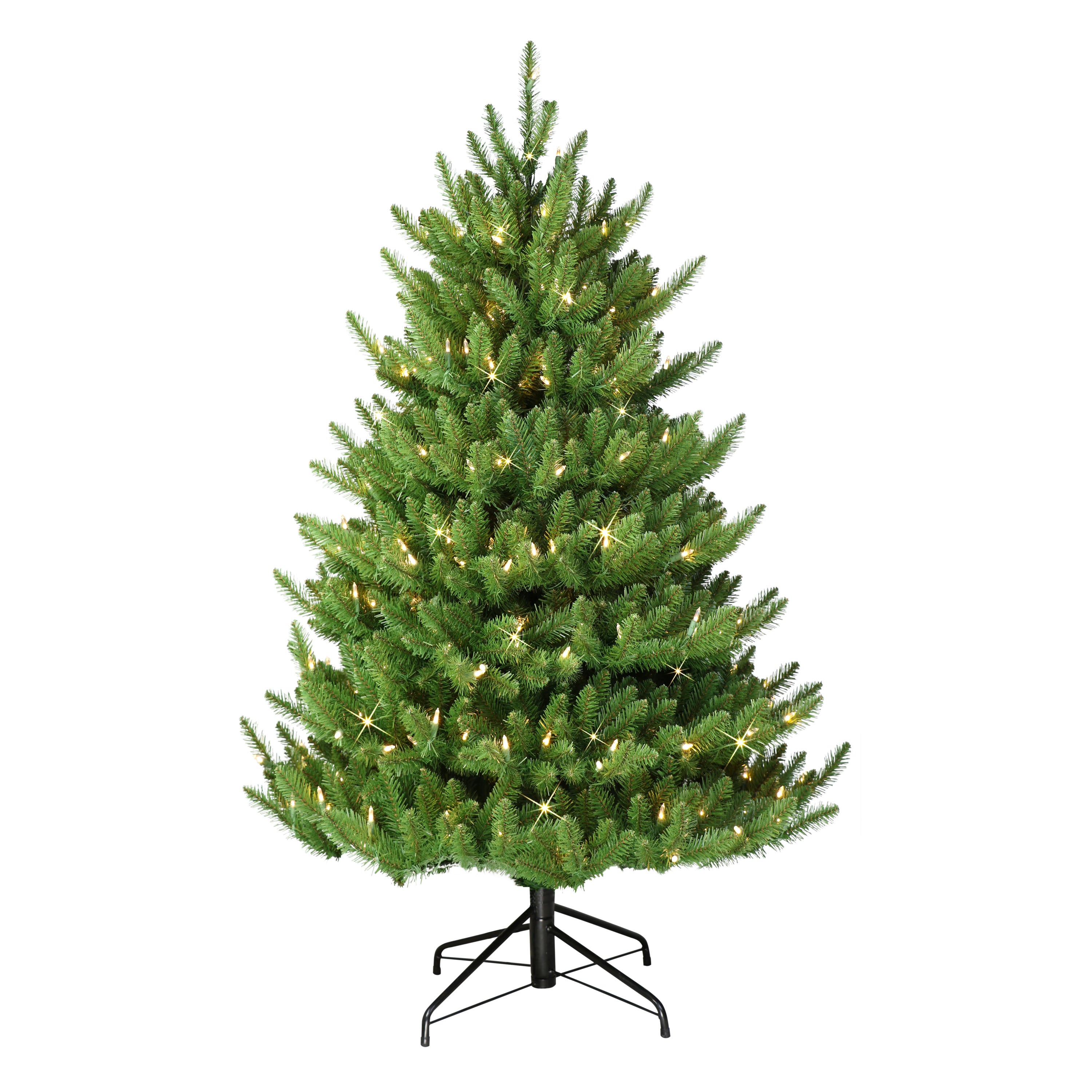 4.5 ft Pre-Lit Canadian Balsam Fir Artificial Christmas Tree with Sure-Lit Pole® and 350 UL Warm White LED Lights Metal Stand Green CBMA-45QLW35