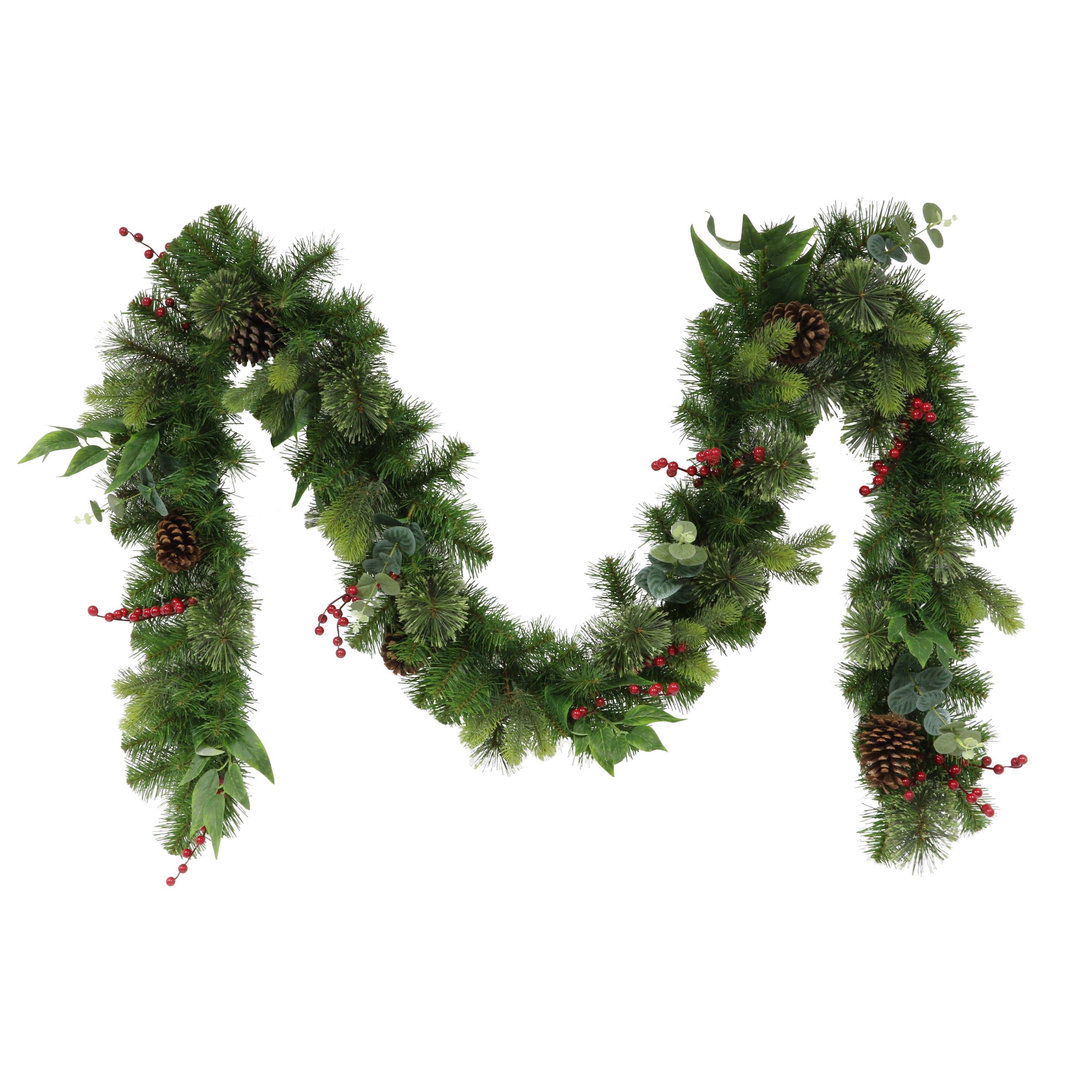 9' x 10" Decorated Christmas Garland with 180 Tips, Green 1753A-910